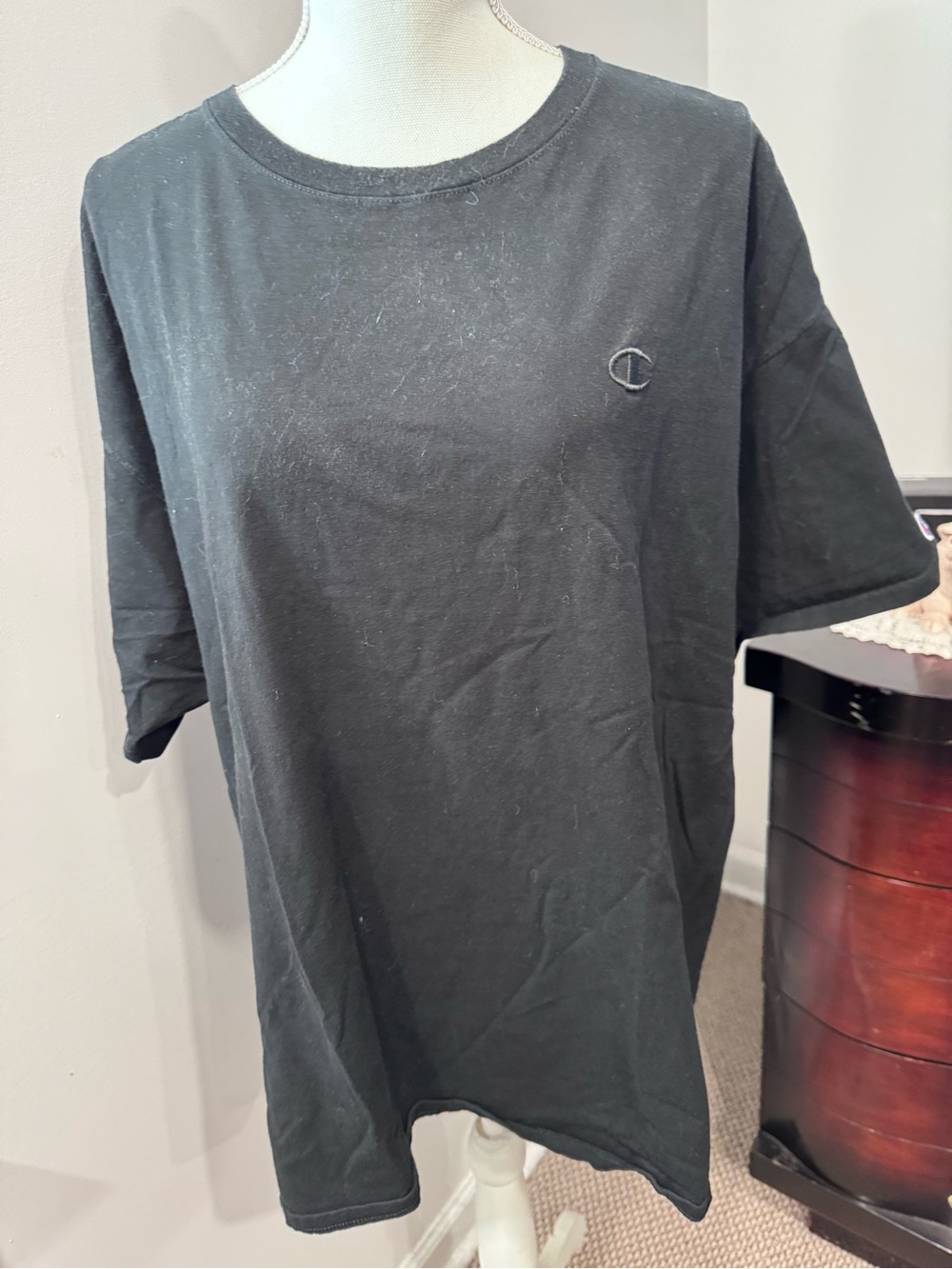 Champion Men's Black Logo Crewneck T-Shirt